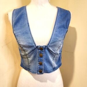 Urban Outfitters Blue Denim Buttoned Vest Top Size M